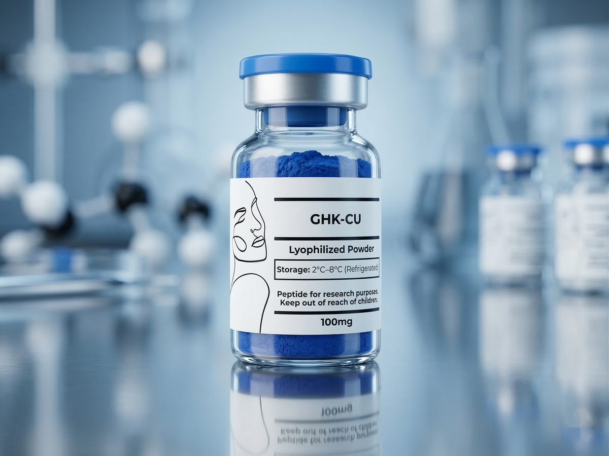 GHK-Cu copper tripeptide research compound, lyophilised vial | Blaque Sigma