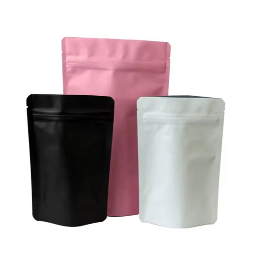 Matte Stand Up Aluminum Foil Zipper Zip Lock Pouch - Black