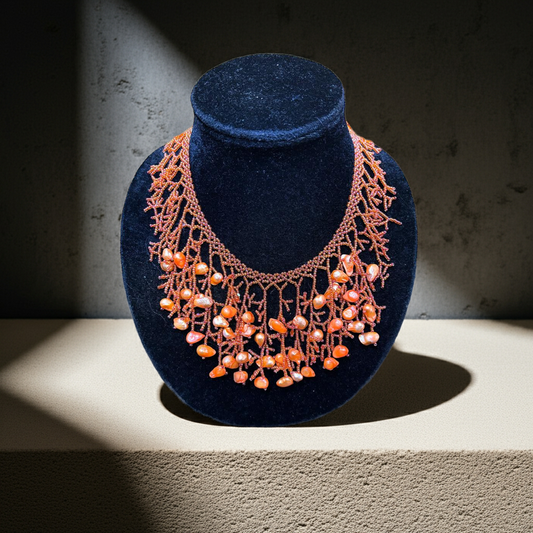 Orange Coral Pearl Necklace