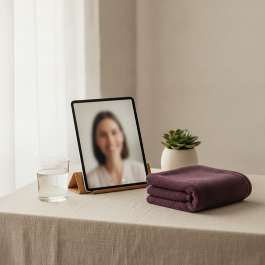 Calm home setup for a virtual nurse consultation | Blaque Sigma